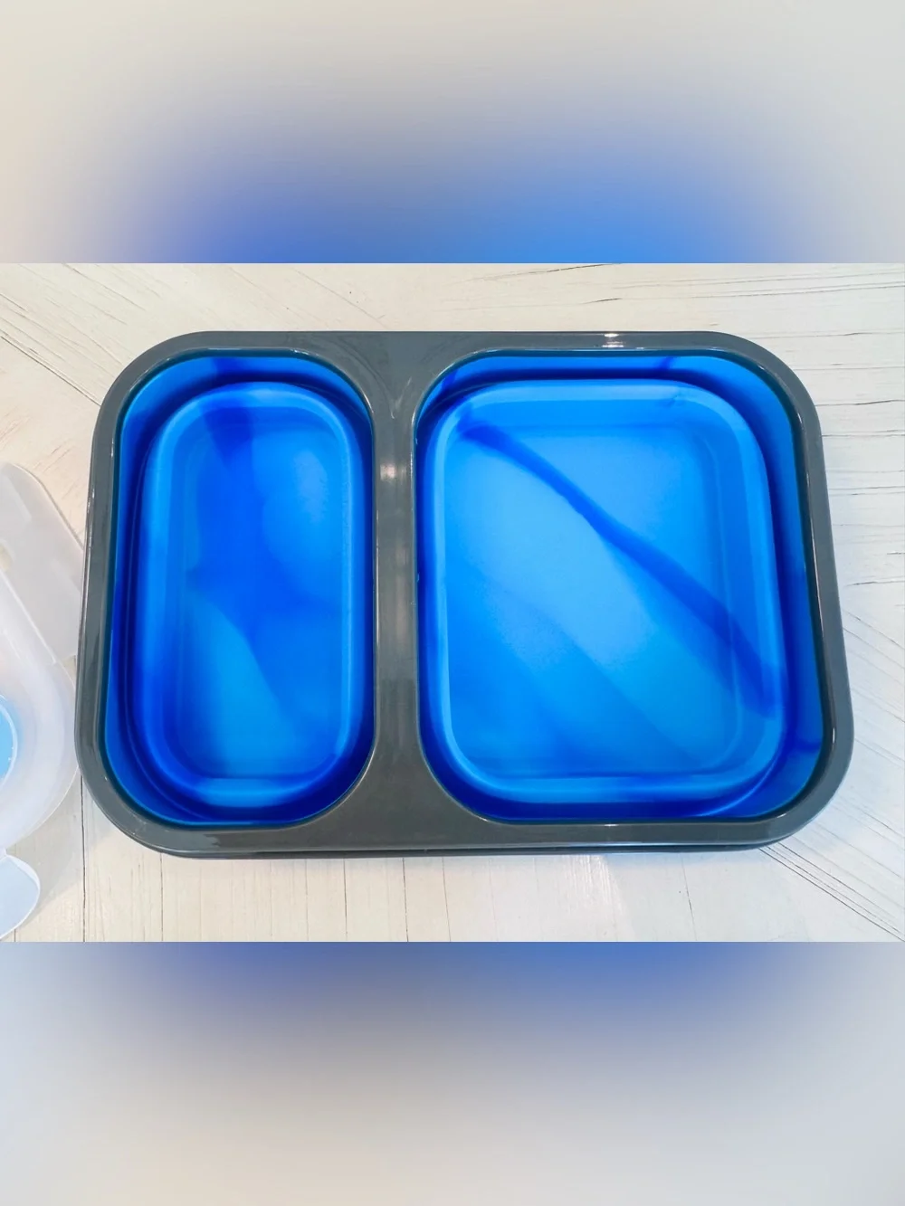 Eco One Collapsible Silicone Bento Box with Utensil Storage – Tie-Dye Blue